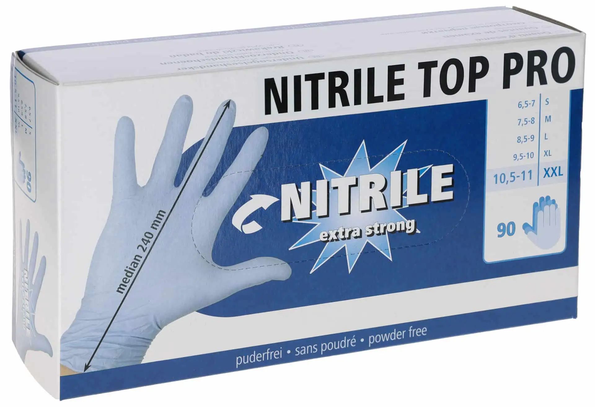 Mănuși de unică folosință Nitrile Top Pro albastru 100 buc, nepudrate