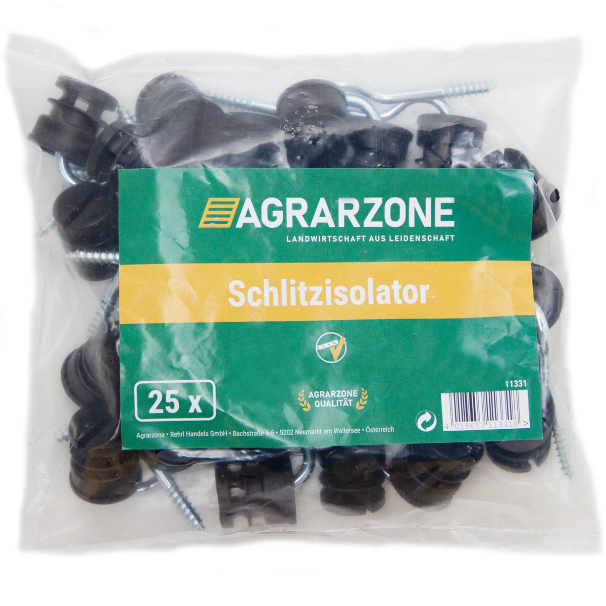 25x Agrarzone izolator pentru fante, negru, suport de 5,3 mm