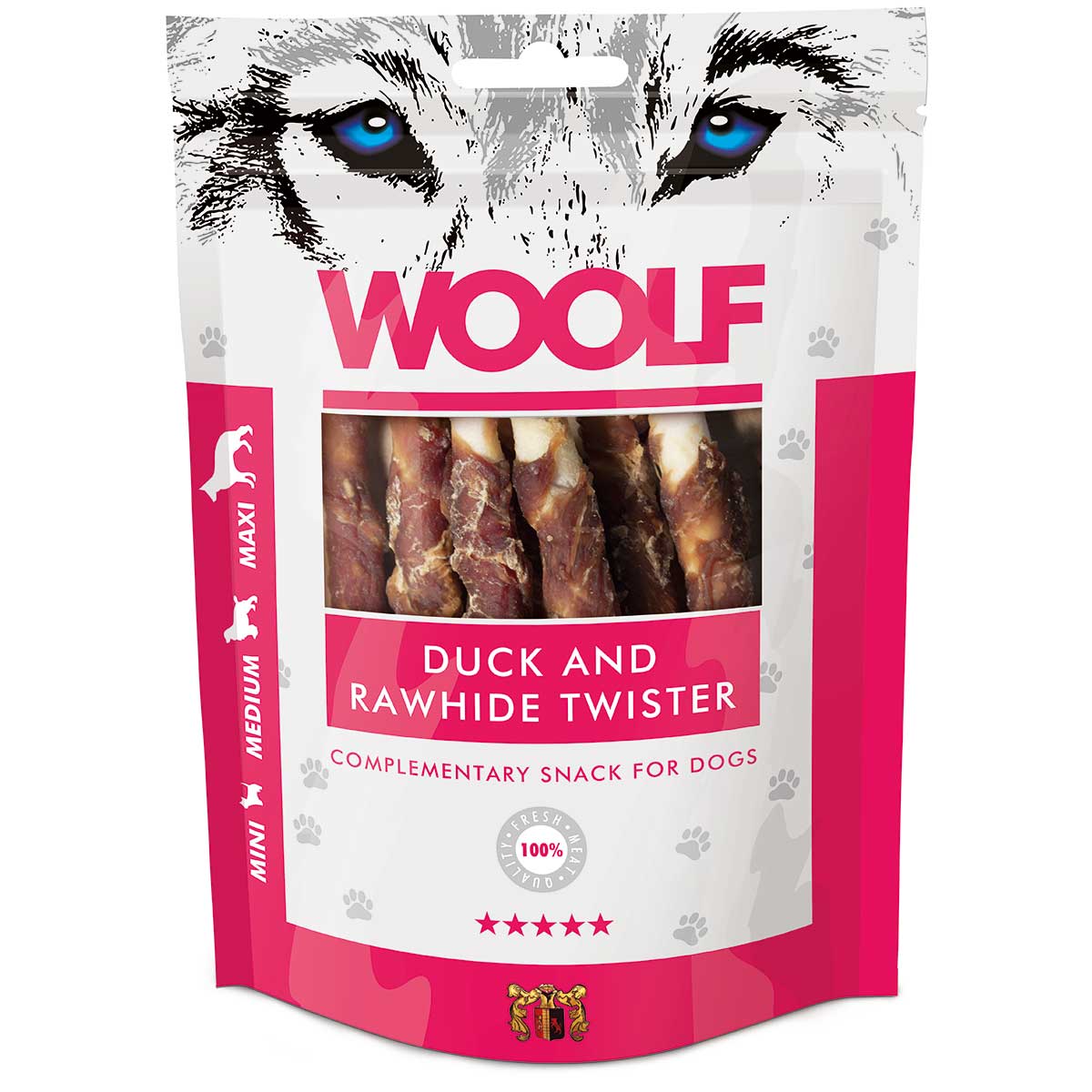 Woolf snack pentru câini Twister cu rață