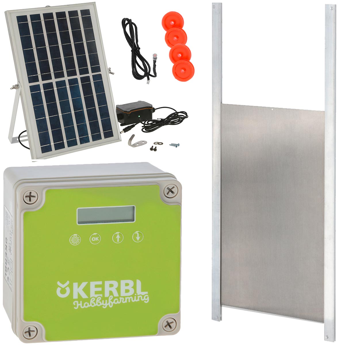 Kerbl ușă automată cu energie solară pentru coteț păsări fără cursor