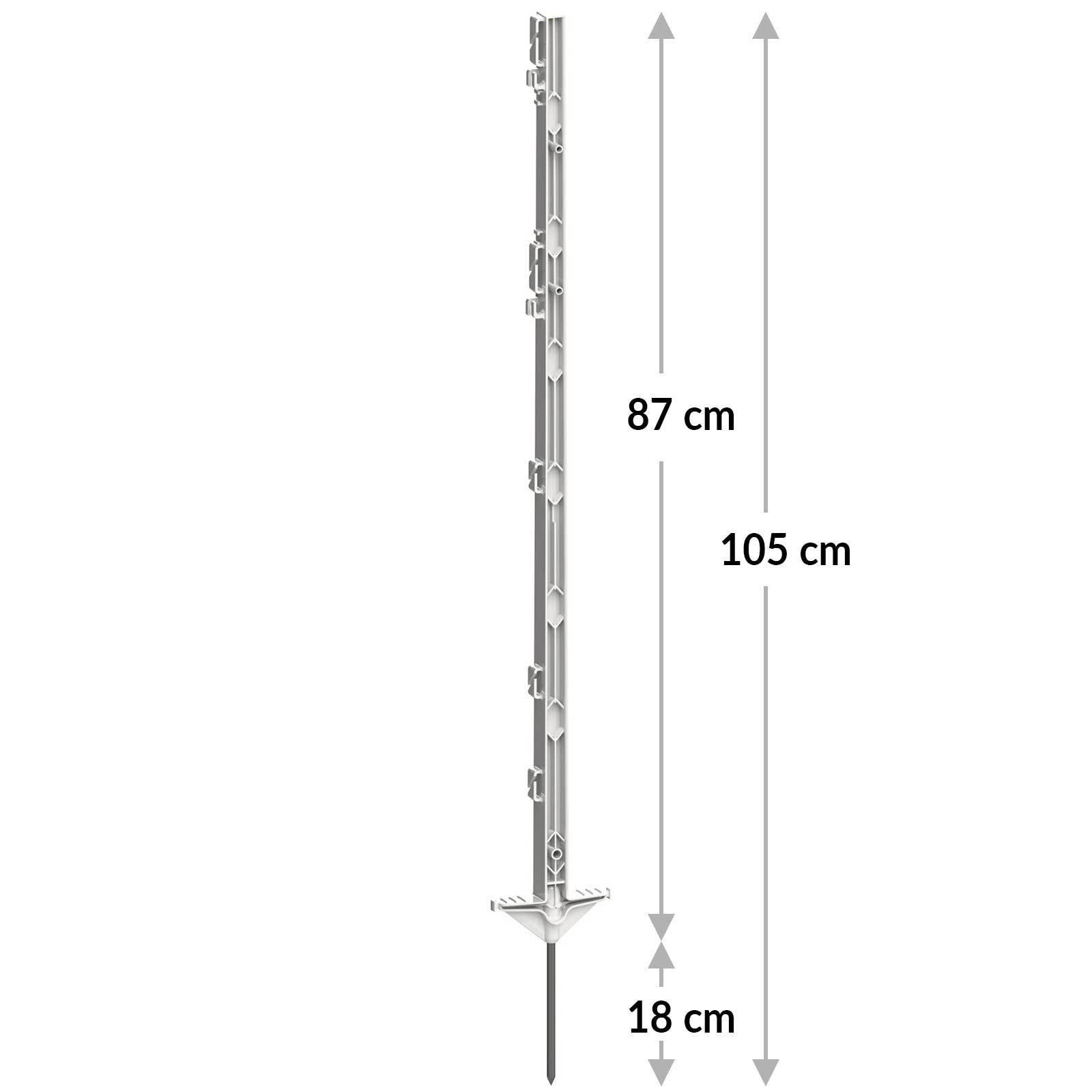 5x AKO stâlp de plastic gard electric CLASSIC 105cm, treaptă rulare dublă, alb