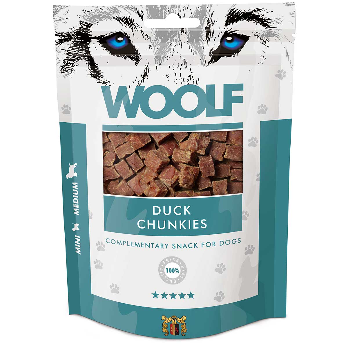 Woolf Snack pentru câini bucățele de rață