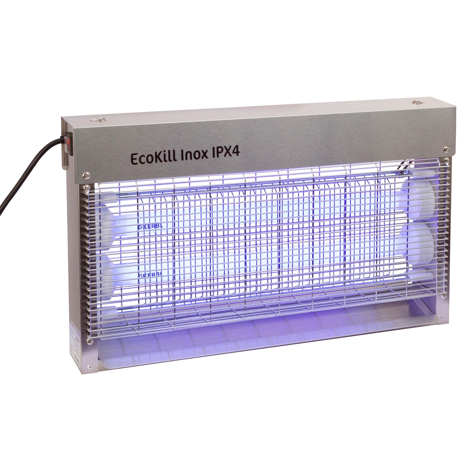 Capcană electrică de muște EcoKill Inox IPX4 protecție împotriva stropilor de apă 2 x 15 Watt