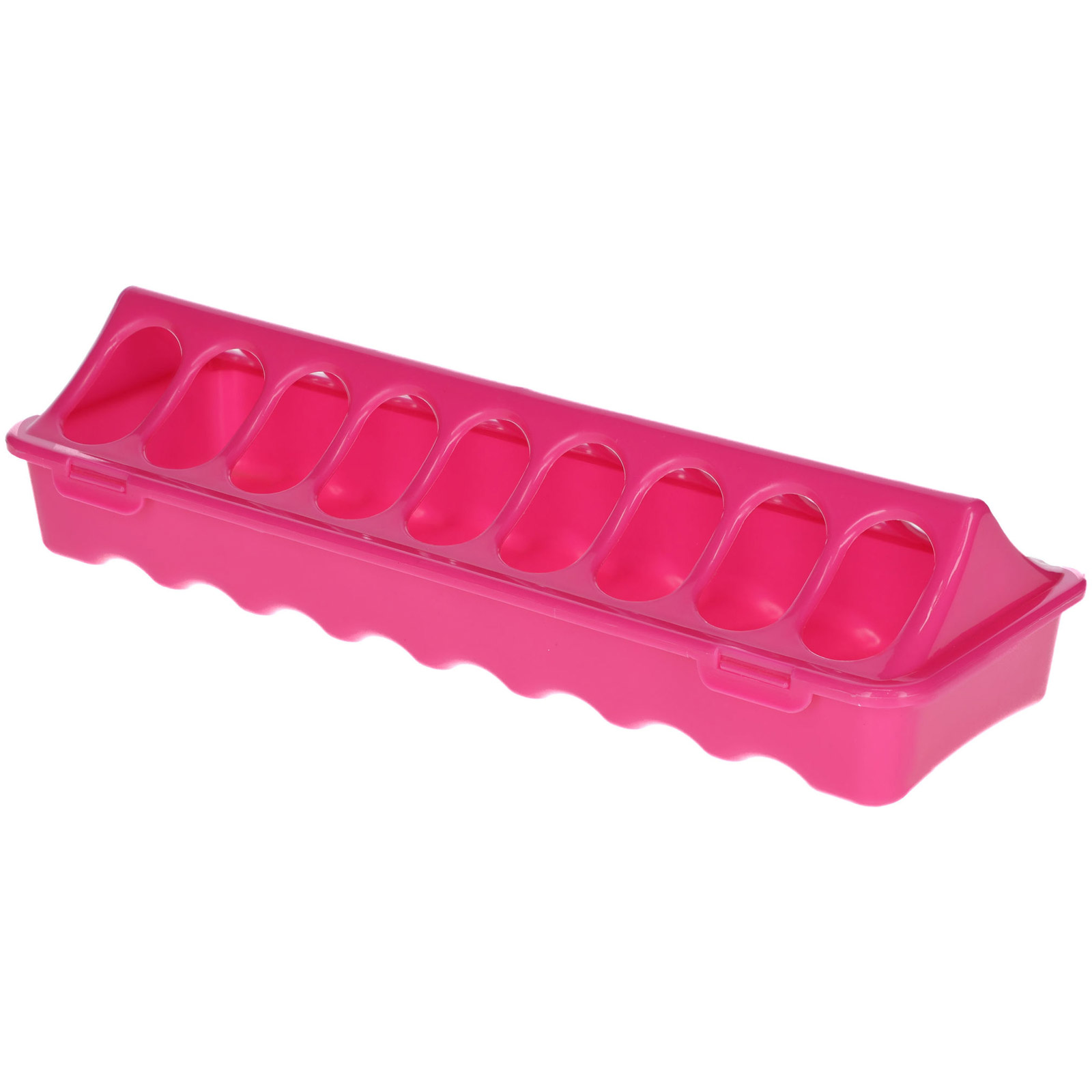 Hranitor pentru pui din plastic, roz 30 x 9,5 cm