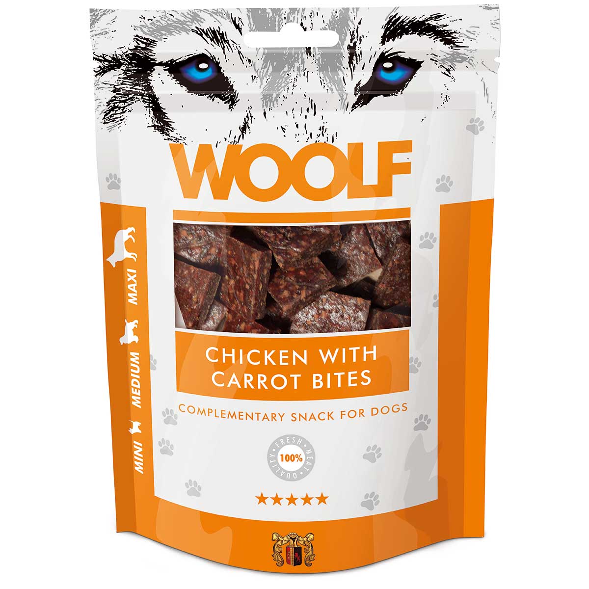 Woolf snack pentru câini cu pui și morcovi