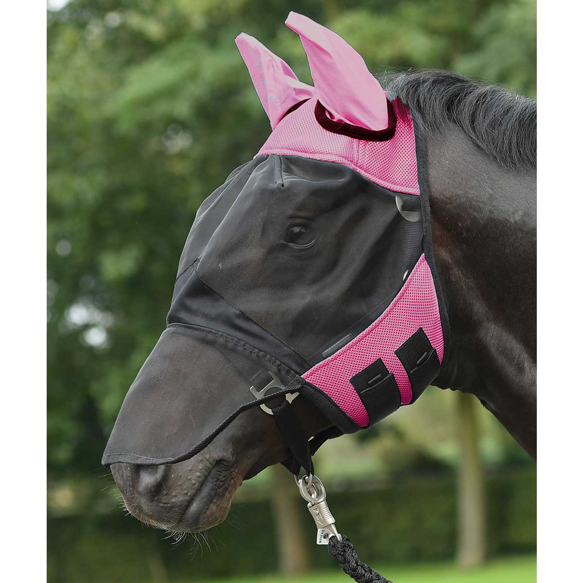 BUSSE mască anti muște FLY COVER PRO roz/negru Ponei