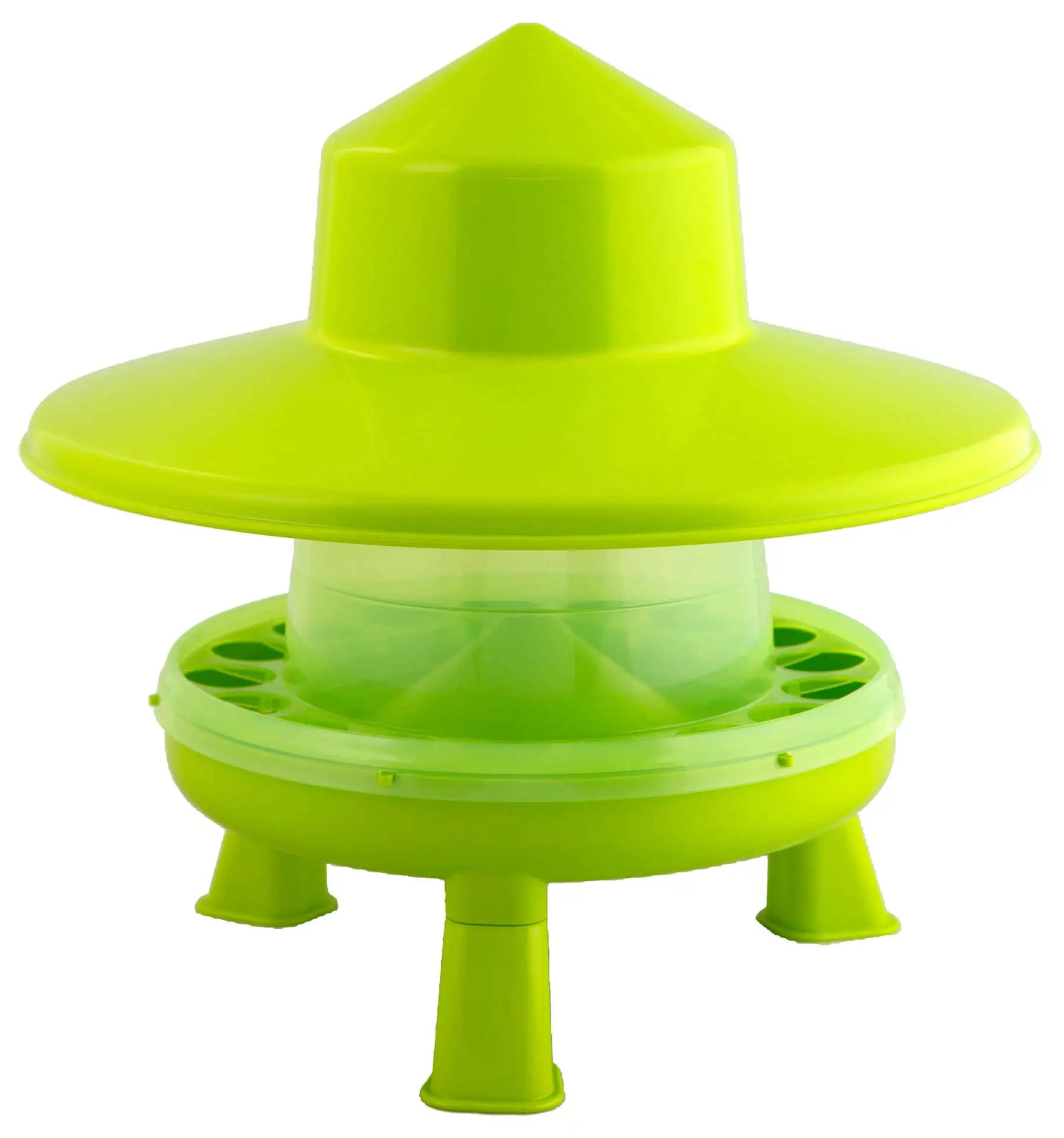 Plastic Poultry Feeder 4 kg with legs & rainhat, green