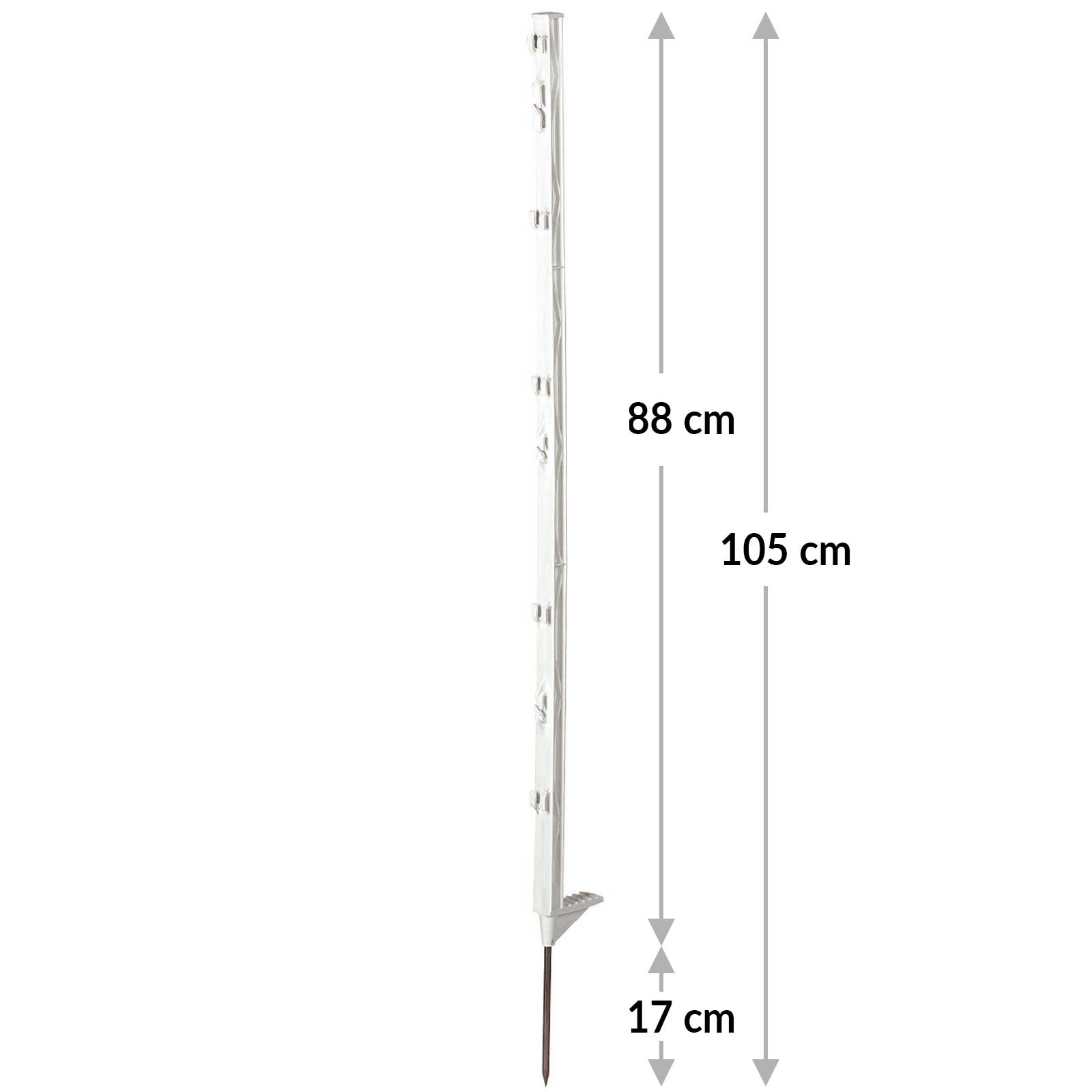 20x Agrarzone stâlp din plastic 105 cm, o singură treaptă, alb