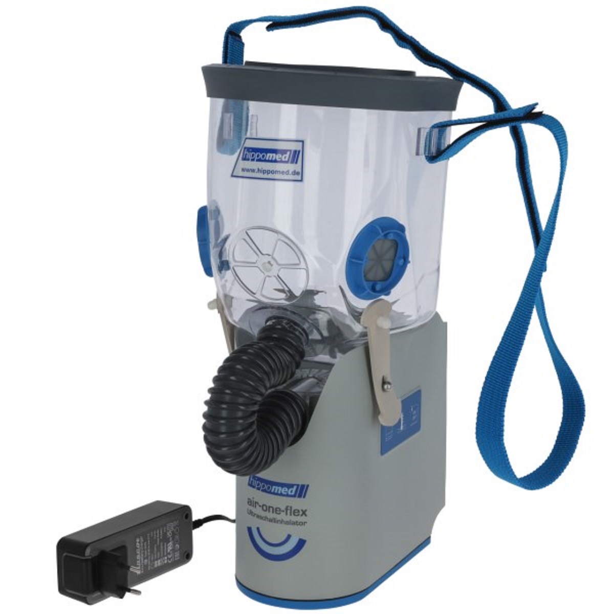 Inhalator cu ultrasunete Hippomed Horse AirOne Flex, inclusiv mască cu sânge cald, baterie reîncărcabilă