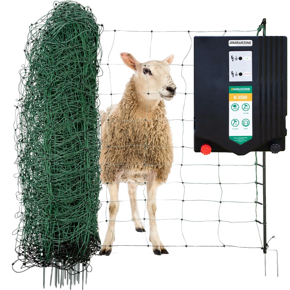 Agrarzone set gard pentru oi N3500 230V, 5,5J, plasă 50m x 90cm, verde