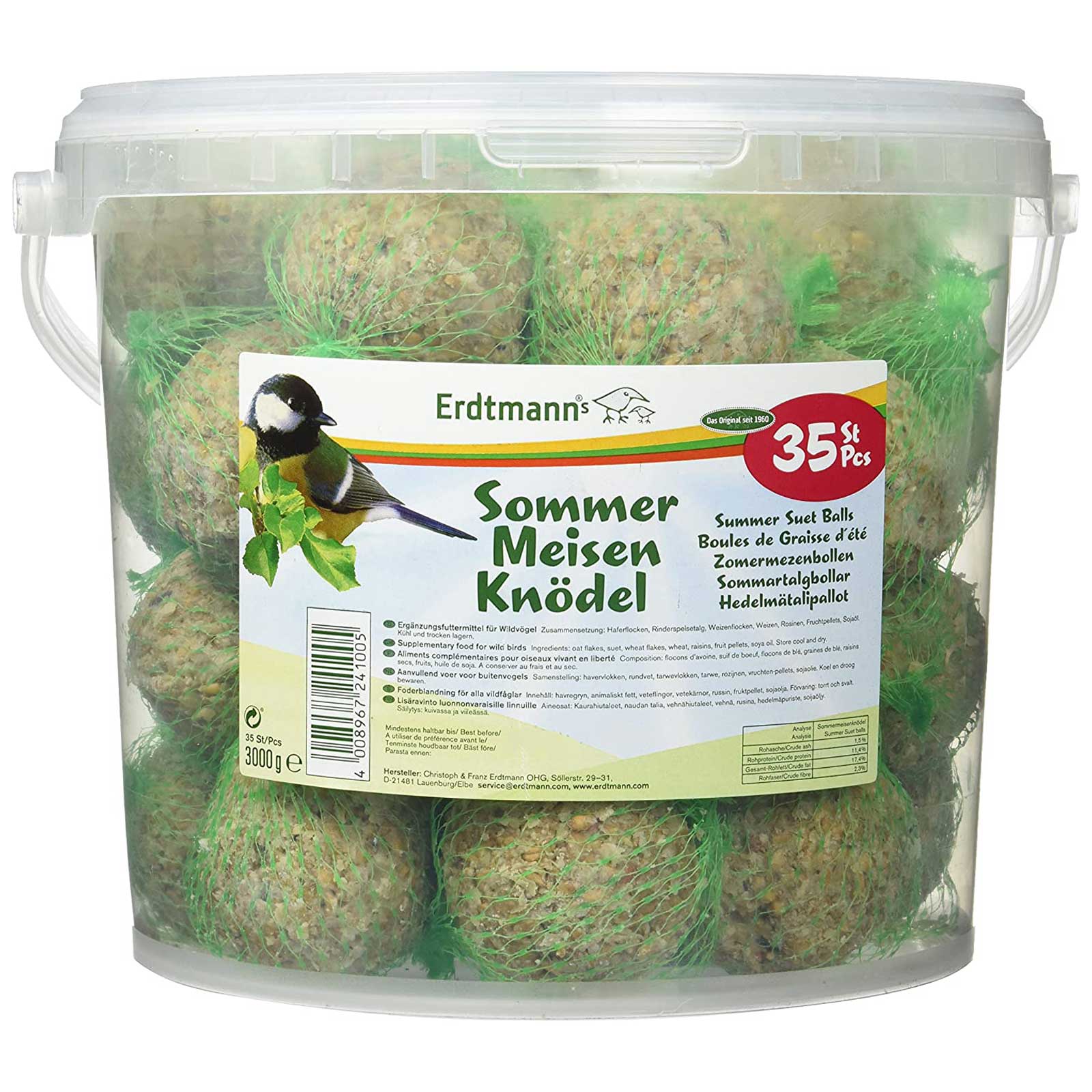 Erdtmanns 35 găluște de hrană vară pentru păsări în găleată