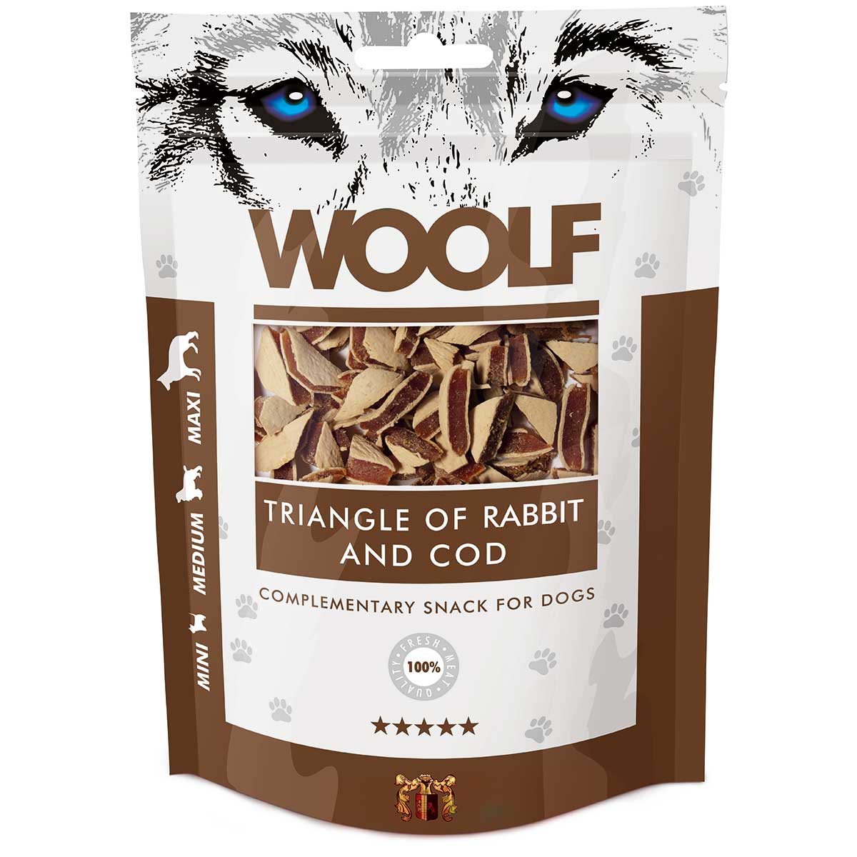 Woolf snack pentru câini cu carne de iepure și cod