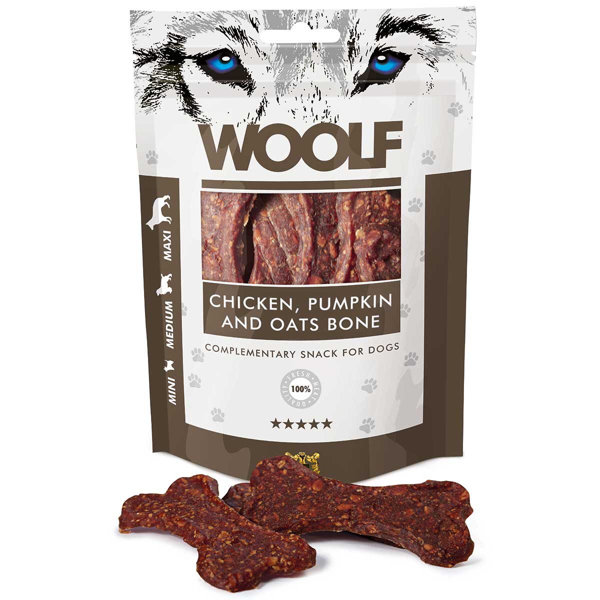 Woolf snack pentru câini din os cu pui, dovleac și ovăz