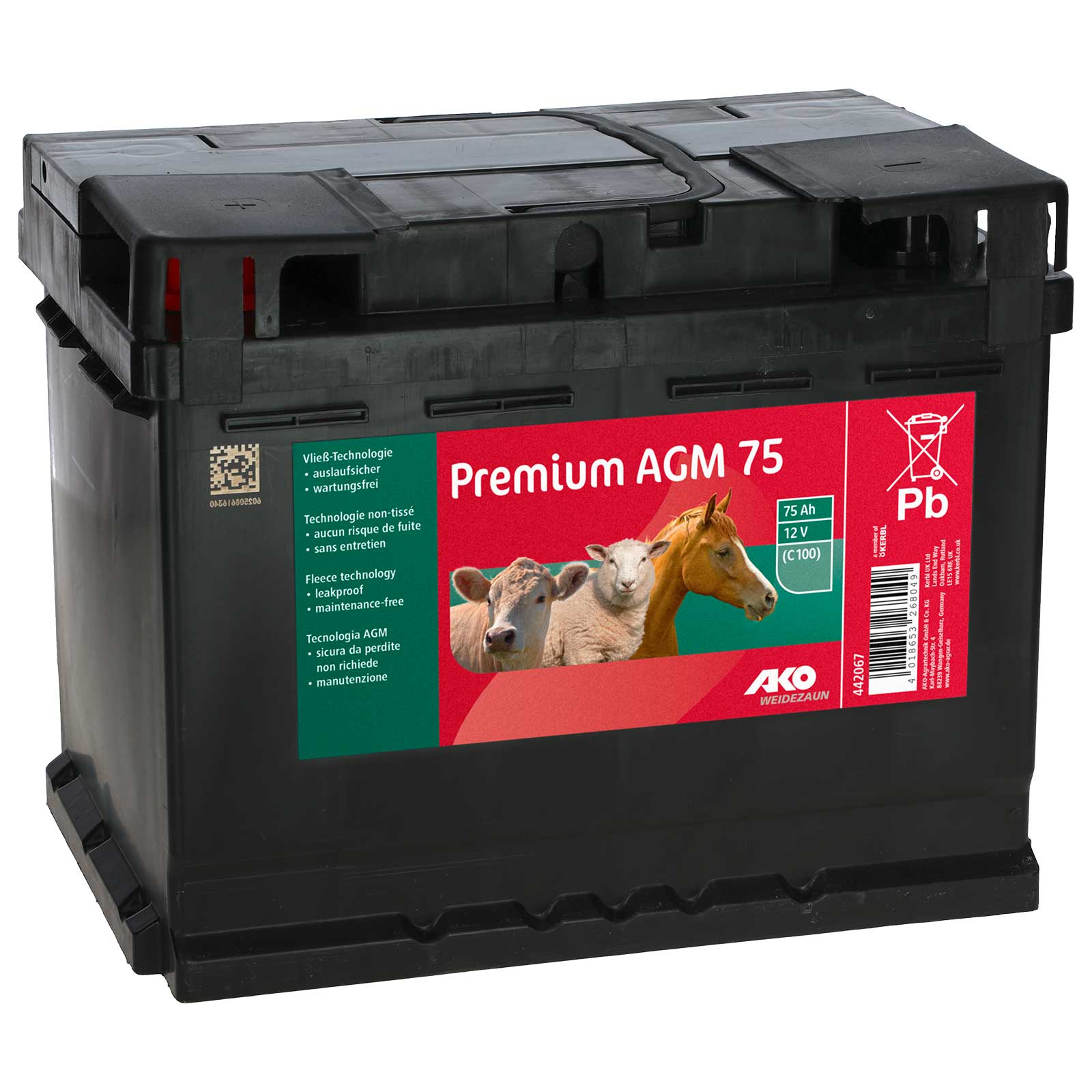 Baterie Premium AGM pentru garduri electrice 12 v 75 Ah