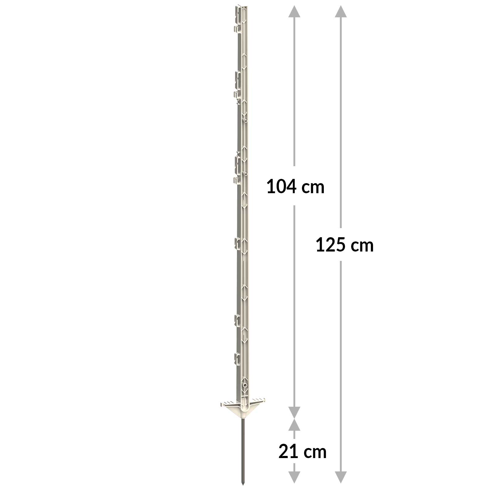 5x AKO stâlp din plastic gard electric CLASSIC 125cm, treaptă rulare dublă, alb