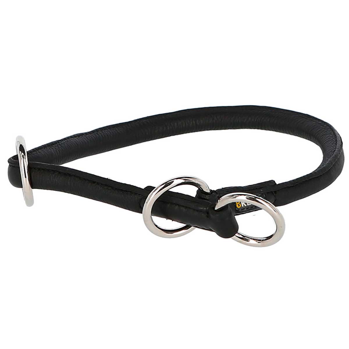 Kerbl Rundleder-Halsband Roma mit Stopper schwarz 45 cm