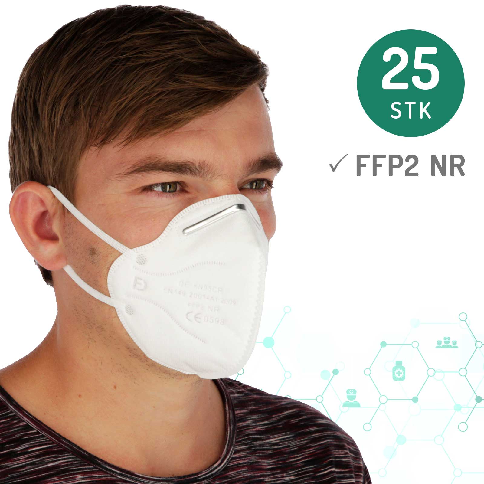 Mască protecție 25x FFP2 NR fără supapă