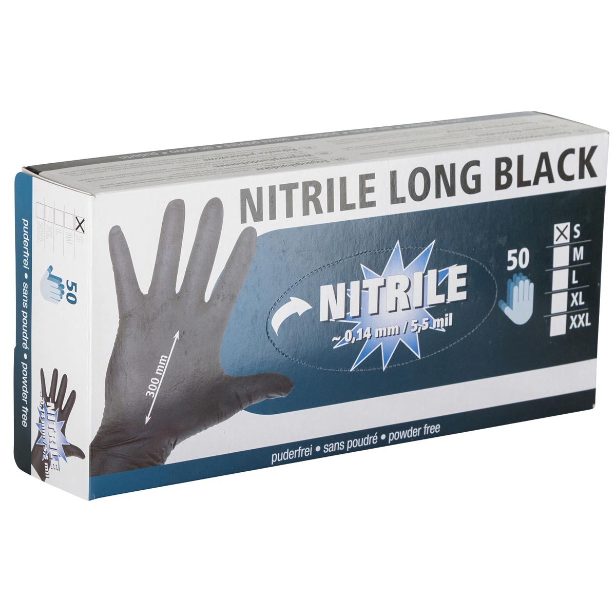 Mănuși de unică folosință Nitril lung negru M