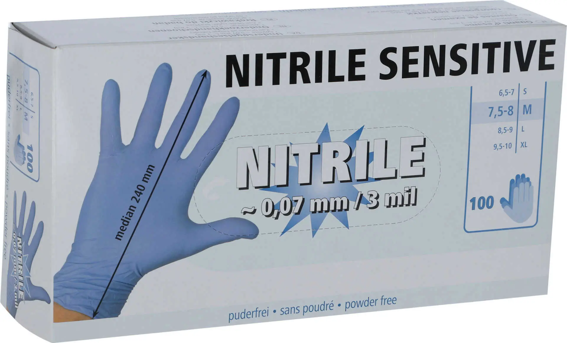Mănuși de unică folosință Nitril Sensitive albastru 100 buc. nepudrat