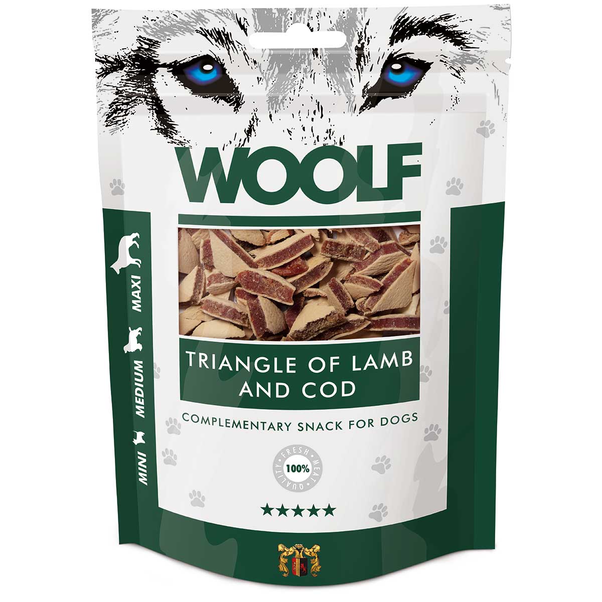 Woolf snack pentru câini cu miel și cod
