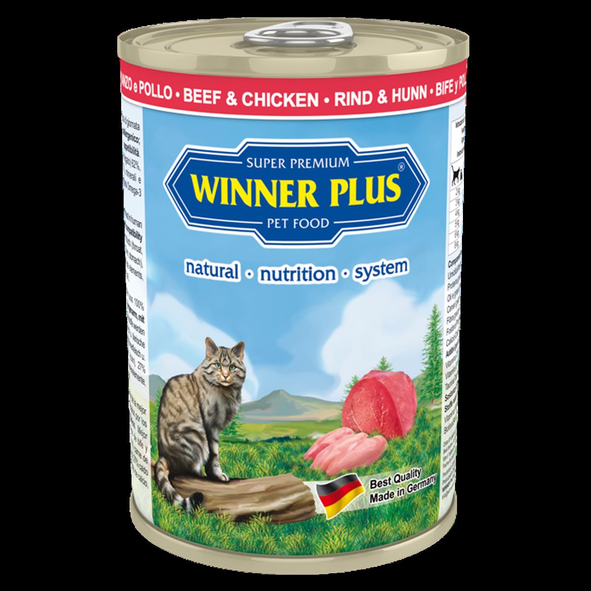 Winner Plus Super Premium Cat Menu vită & pui 12 x 395 g