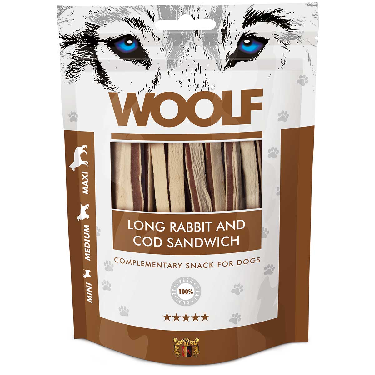 Woolf snack pentru câini cu iepure și cod sandwich