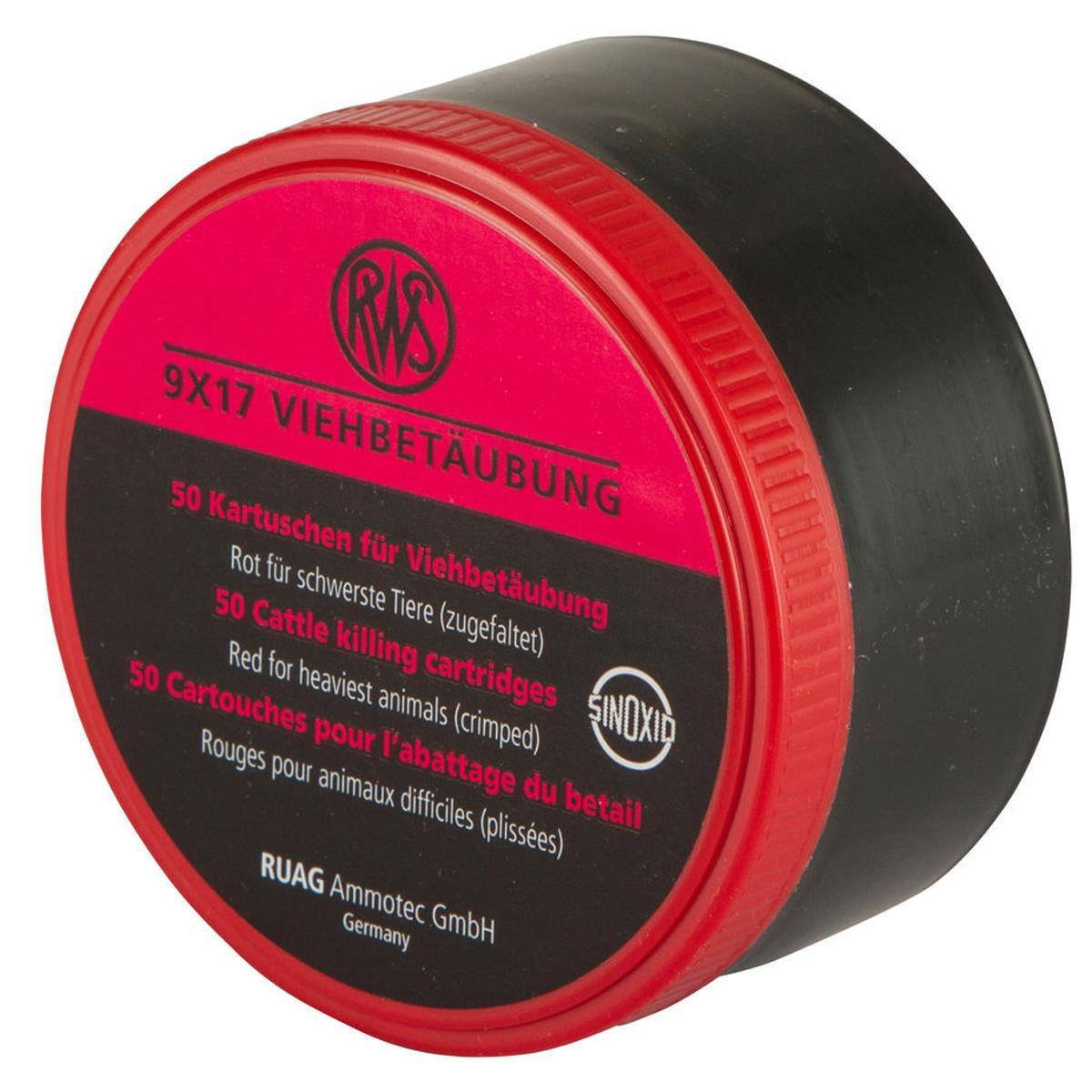 50x cartușe RWS speciale pentru pistol asomare animale 9x17 Roșu 50x cartușe RWS speciale pentru pistol asomare animale 9x17 Roșu