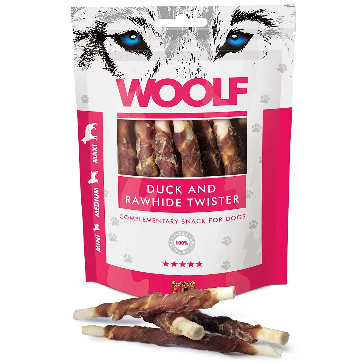 Woolf snack pentru câini Twister cu rață