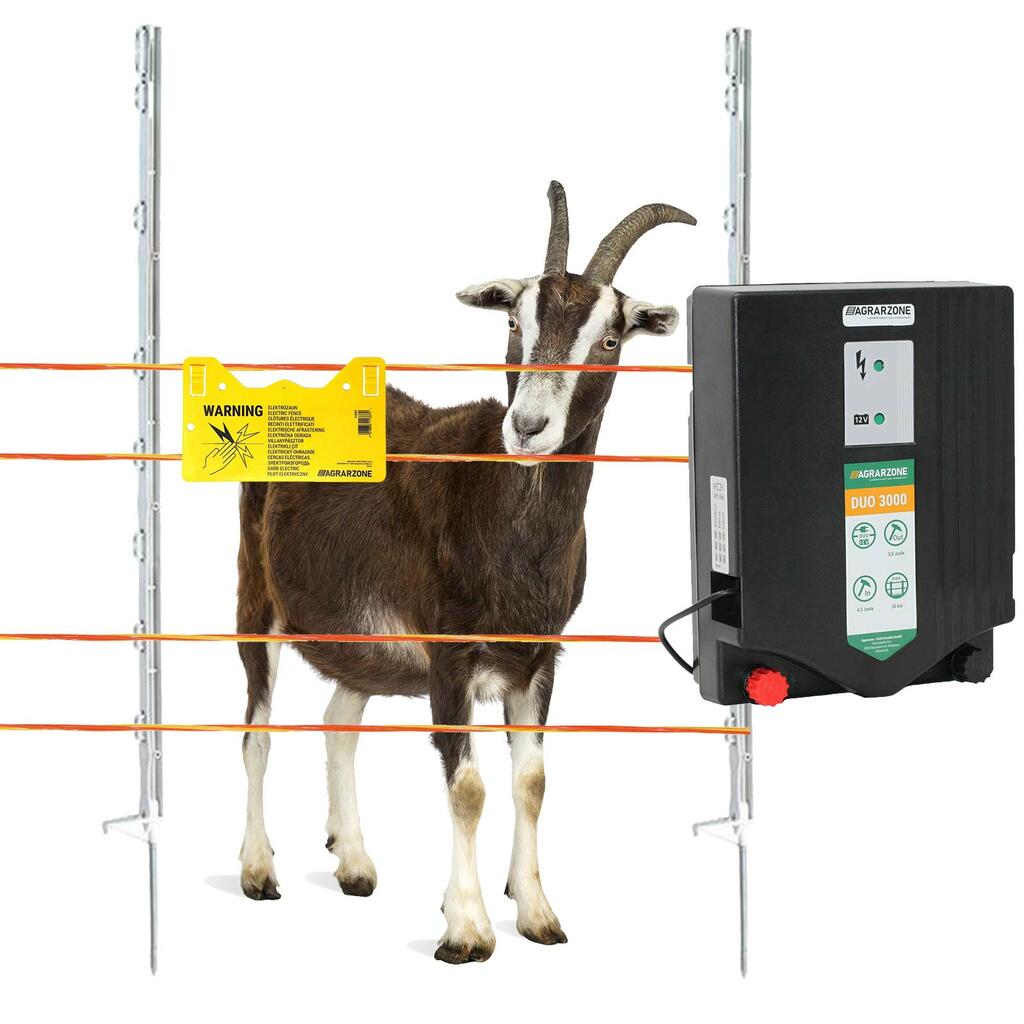 Agrarzone set de gard pentru capre DUO 3000 12V/230V, 4,5J, fir 500m, portocaliu-galben