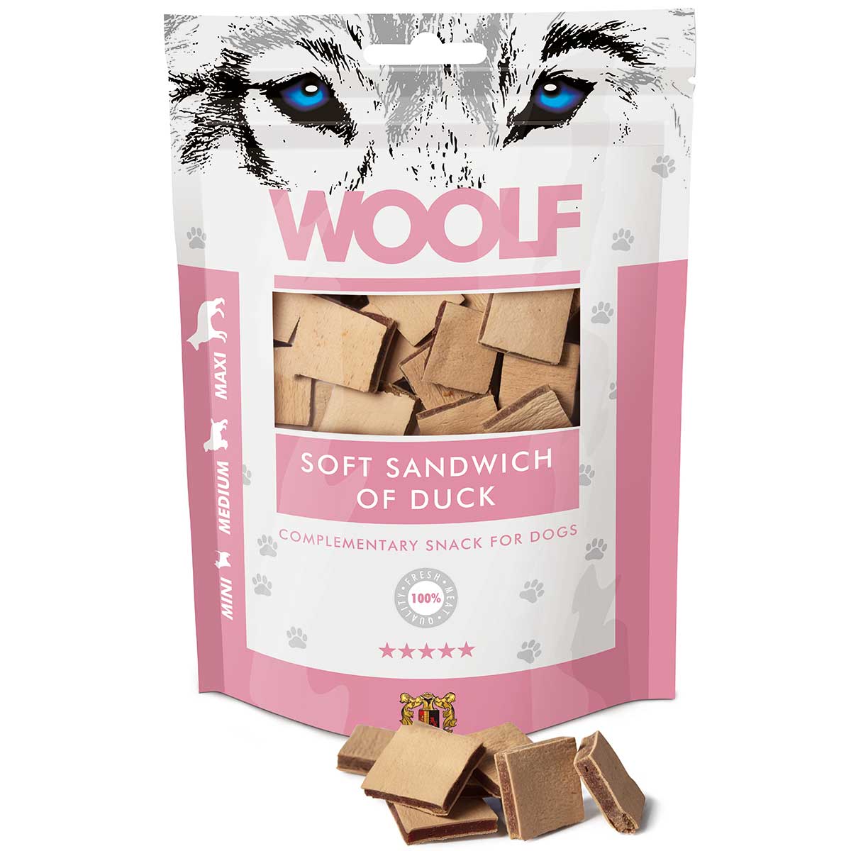 Woolf snack pentru câini cu sandviș de rață