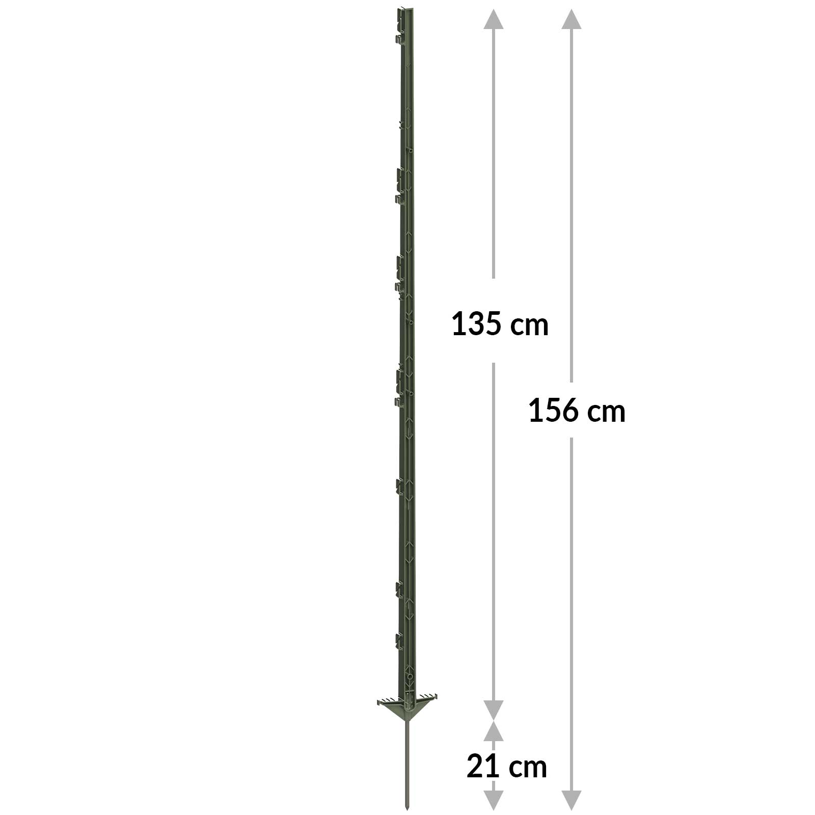 5x AKO stâlp de plastic gard electric CLASSIC 156 cm, treaptă rulare dublă, verde