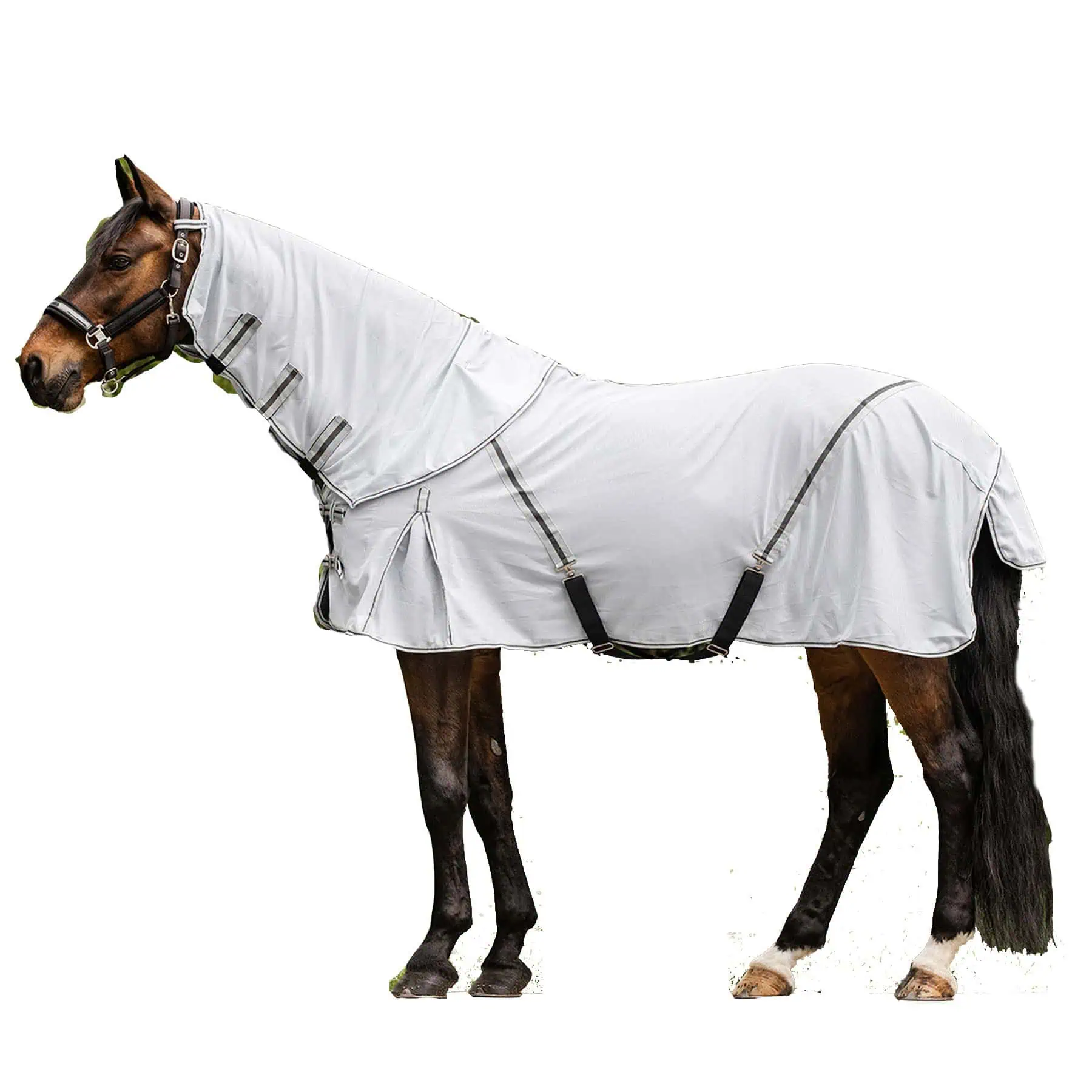 PROTECT Fly Rug featuring a detachable neck part silver grey/gray 155