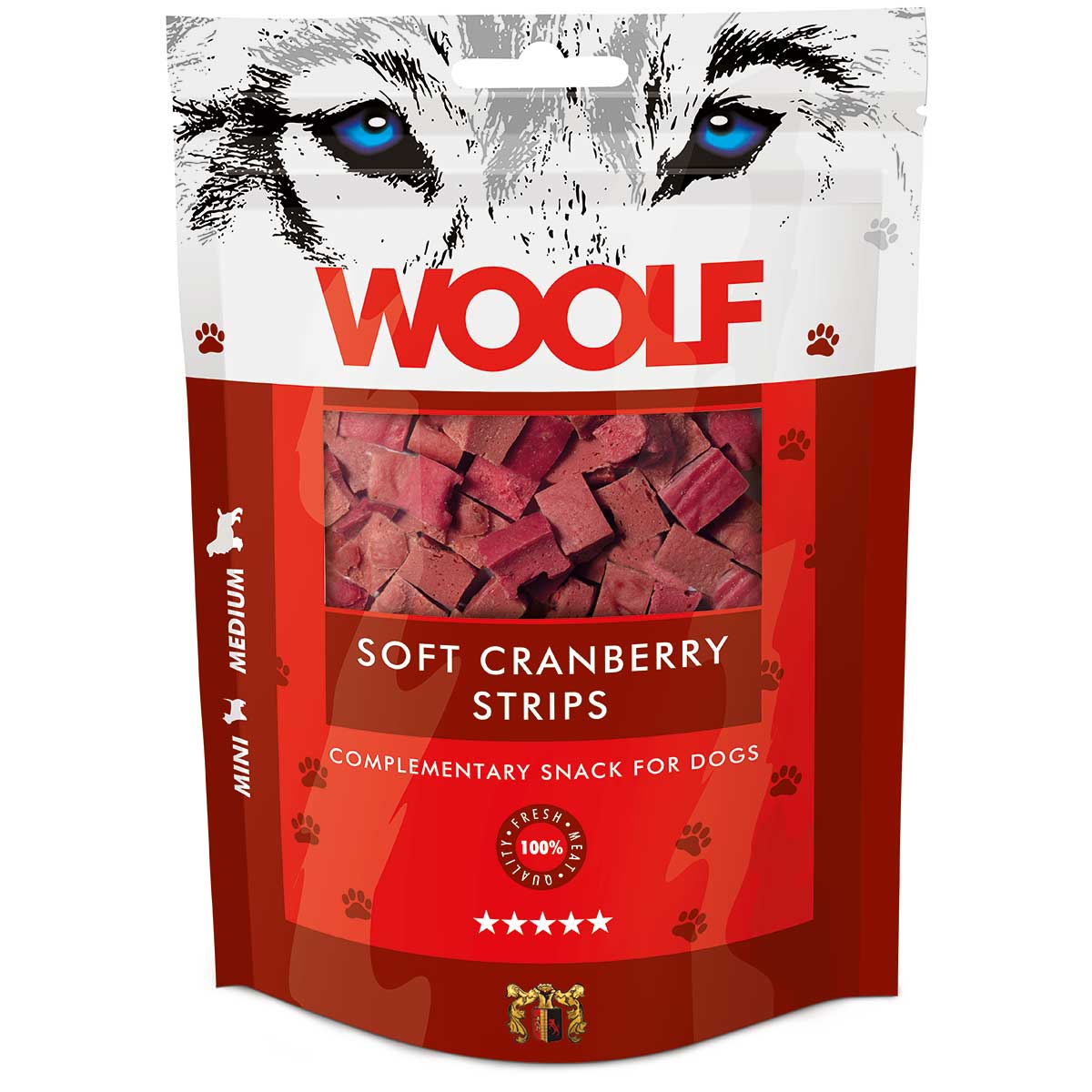 Woolf snack pentru câini cu merișoare