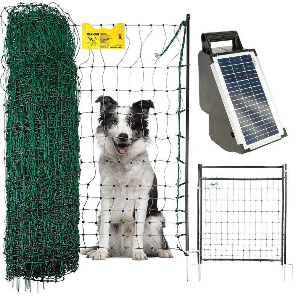 Agrarzone set de garduri pentru câini S800 SOLAR 12V, 1,2J, Netz 50m x 106cm, cu poartă, verde